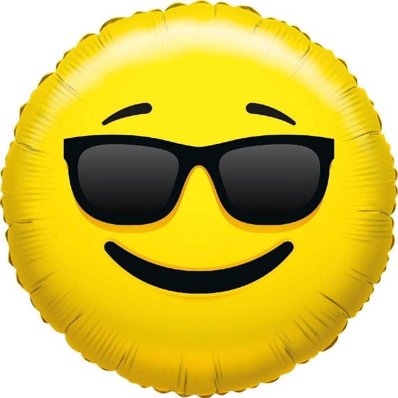 Kado ballon emoticon met zonnebril 35 cm