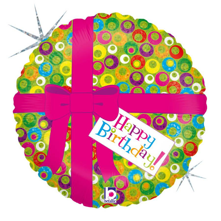 Kado ballon met helium Happy Birthday roze strik 46 cm