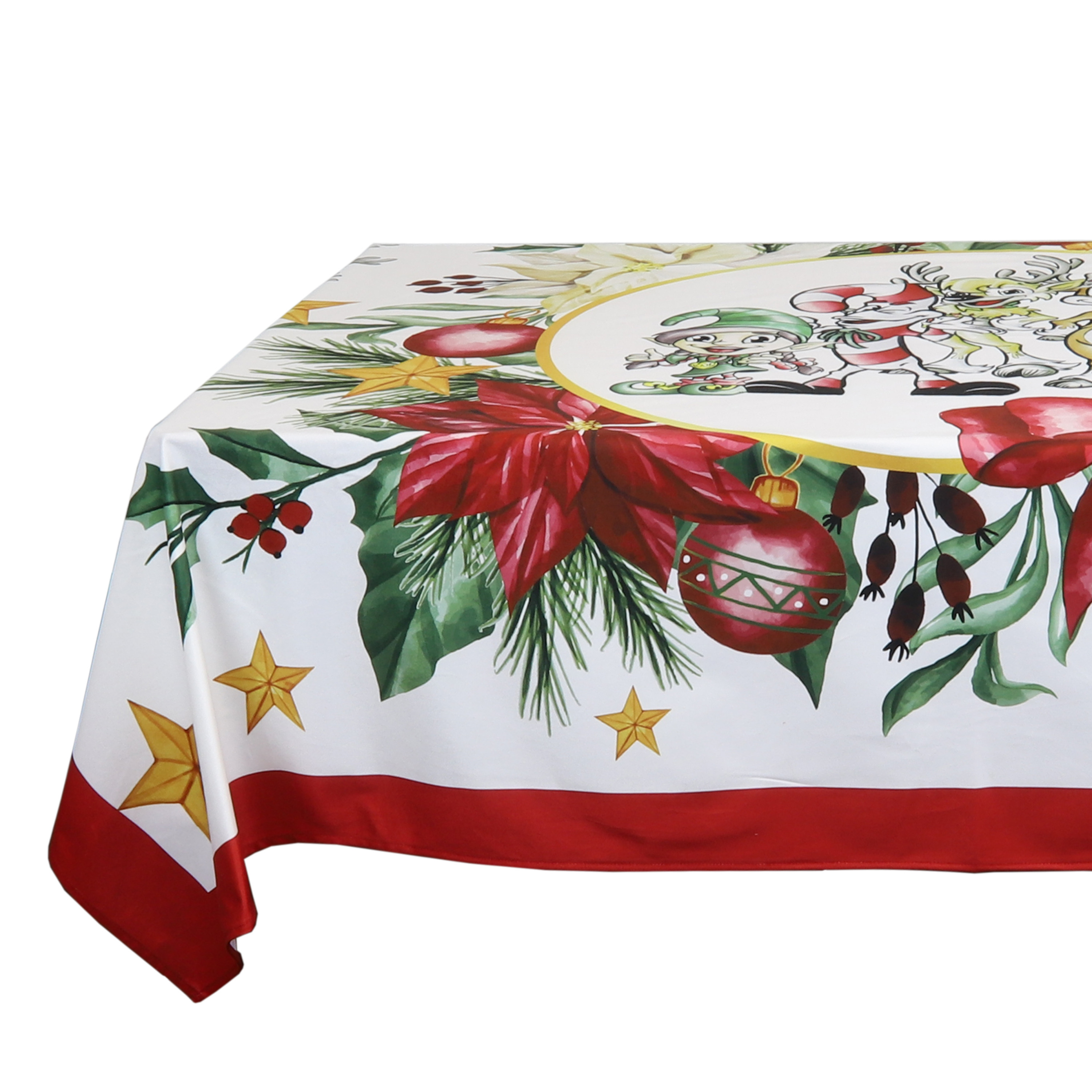 Kerst tafelkleed/tafellaken rood met kerstprint 150 x 200 cm