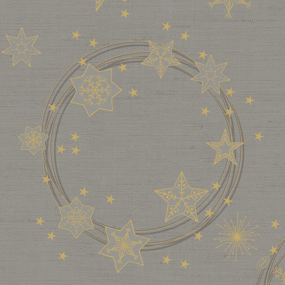Kerst thema servetten - 12x st - 40 x 40 cm - papier - grijs met gouden sterren
