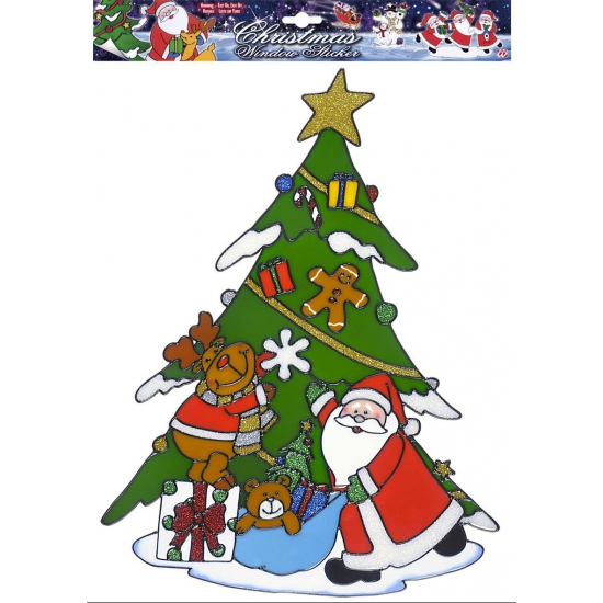 Kerstversiering raamstickers kerstman/rendier plaatjes 40 cm