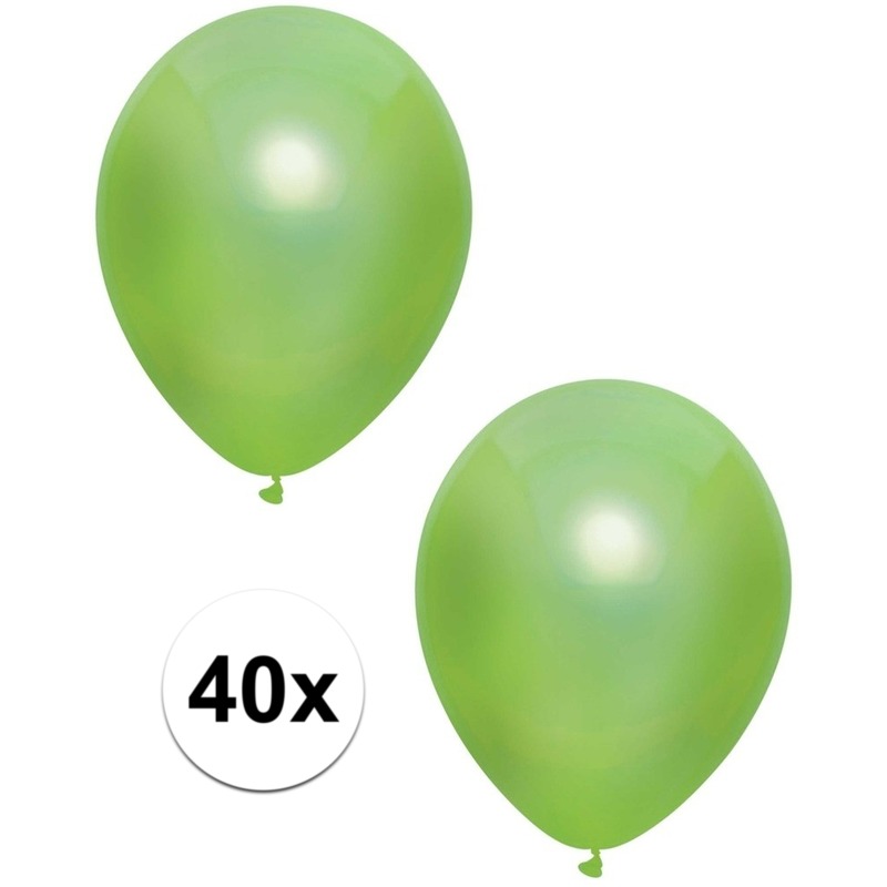 Licht groene metallic ballonnen 30 cm 40 stuks