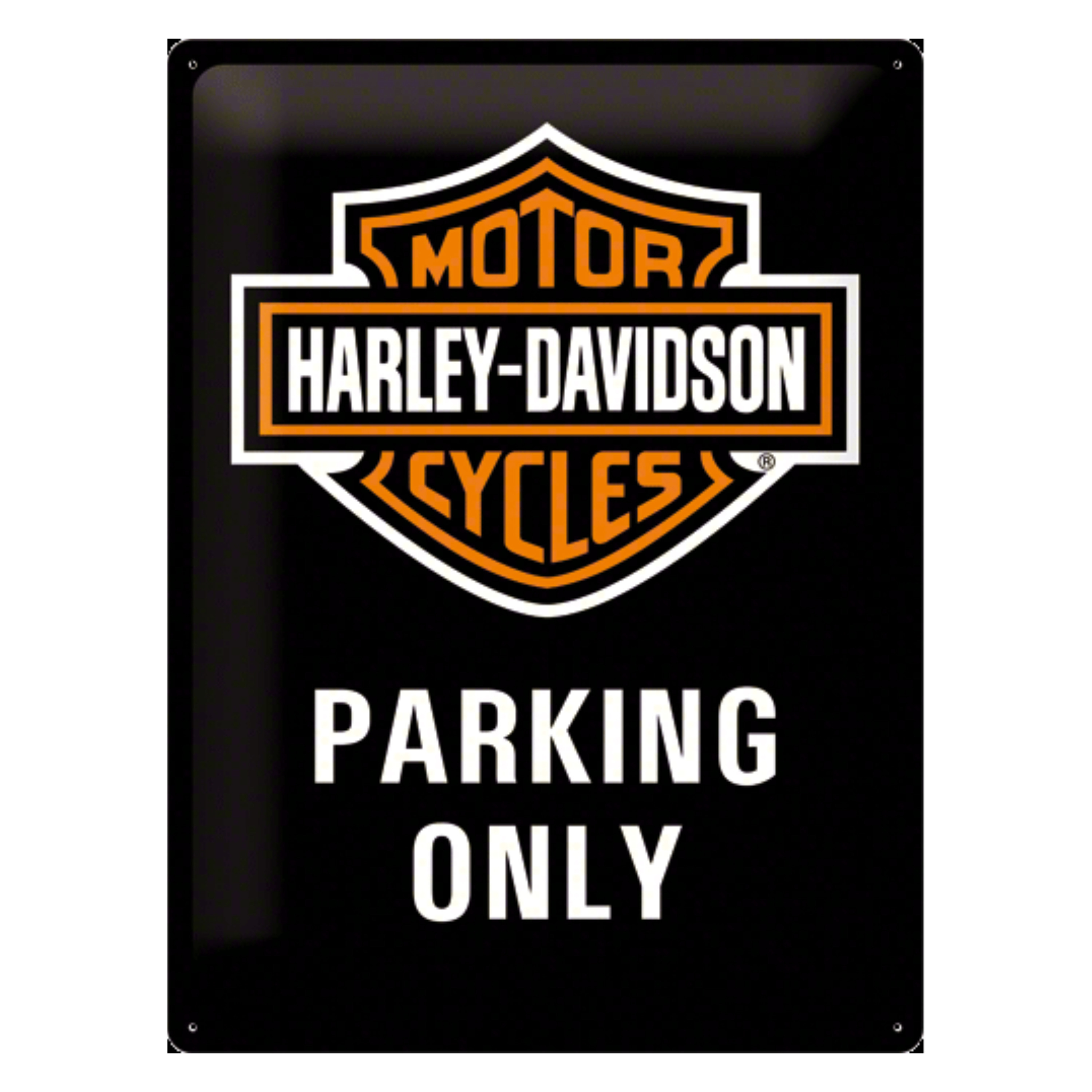 Metalen muurplaat Harley Davidson parkeren