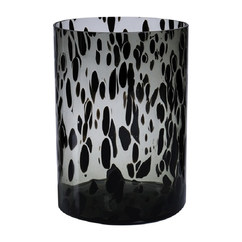 Modieuze bloemen cilinder vaas-vazen van glas 30 x 19 cm zwart fantasy