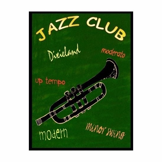 Muziekliefhebbers cadeau Jazz trompet muurbord 30 x 40 cm