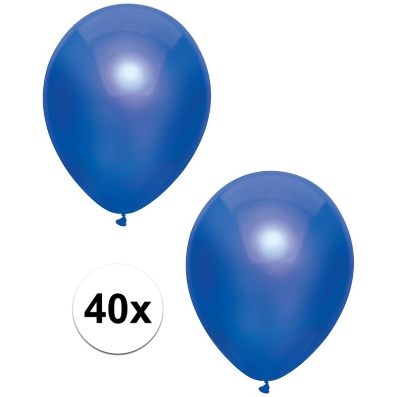 Navy blauwe metallic ballonnen 30 cm 40 stuks