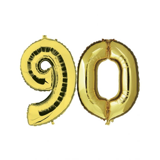 Opblaas 90 jaar ballonnen goud