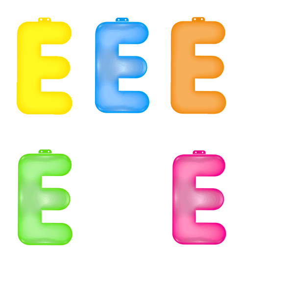 Gekleurde opblaas letters E