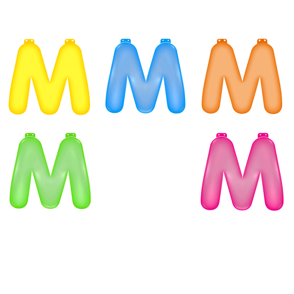 Gekleurde opblaas letters M