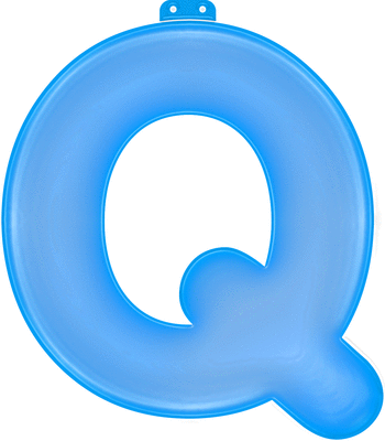 Blauwe opblaasbare letter Q