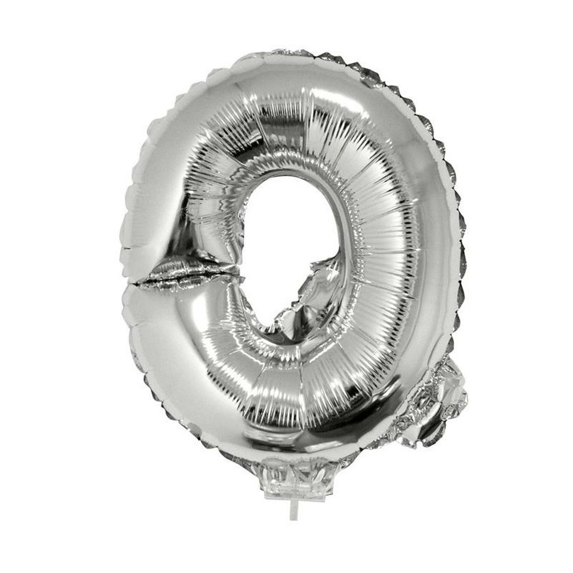 Opblaasbare letter ballon Q zilver