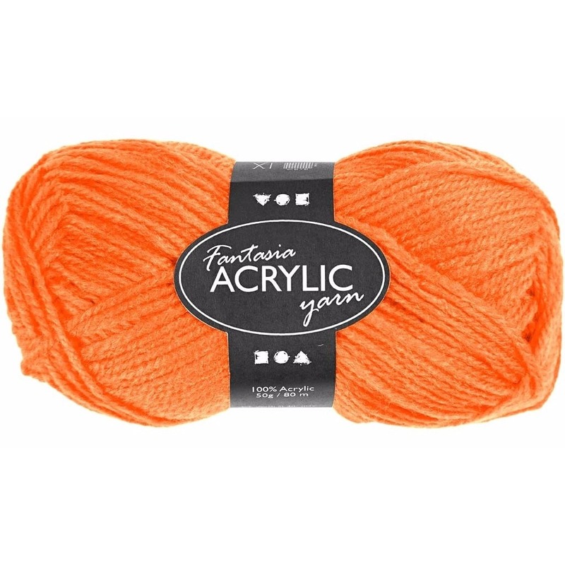 Oranje acryl 3-draads garen 80 meter