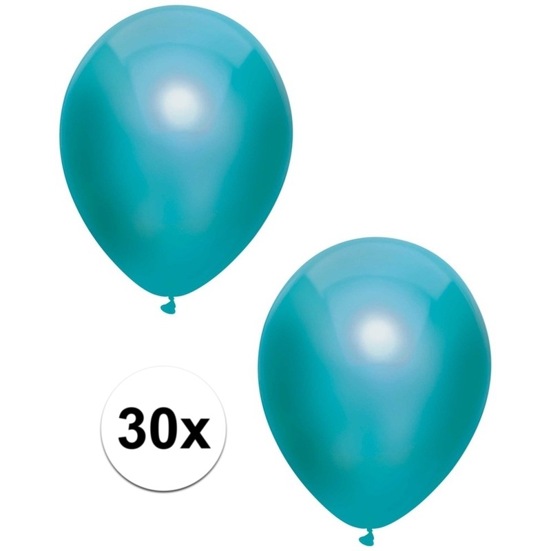 Petrol blauwe metallic ballonnen 30 cm 30 stuks
