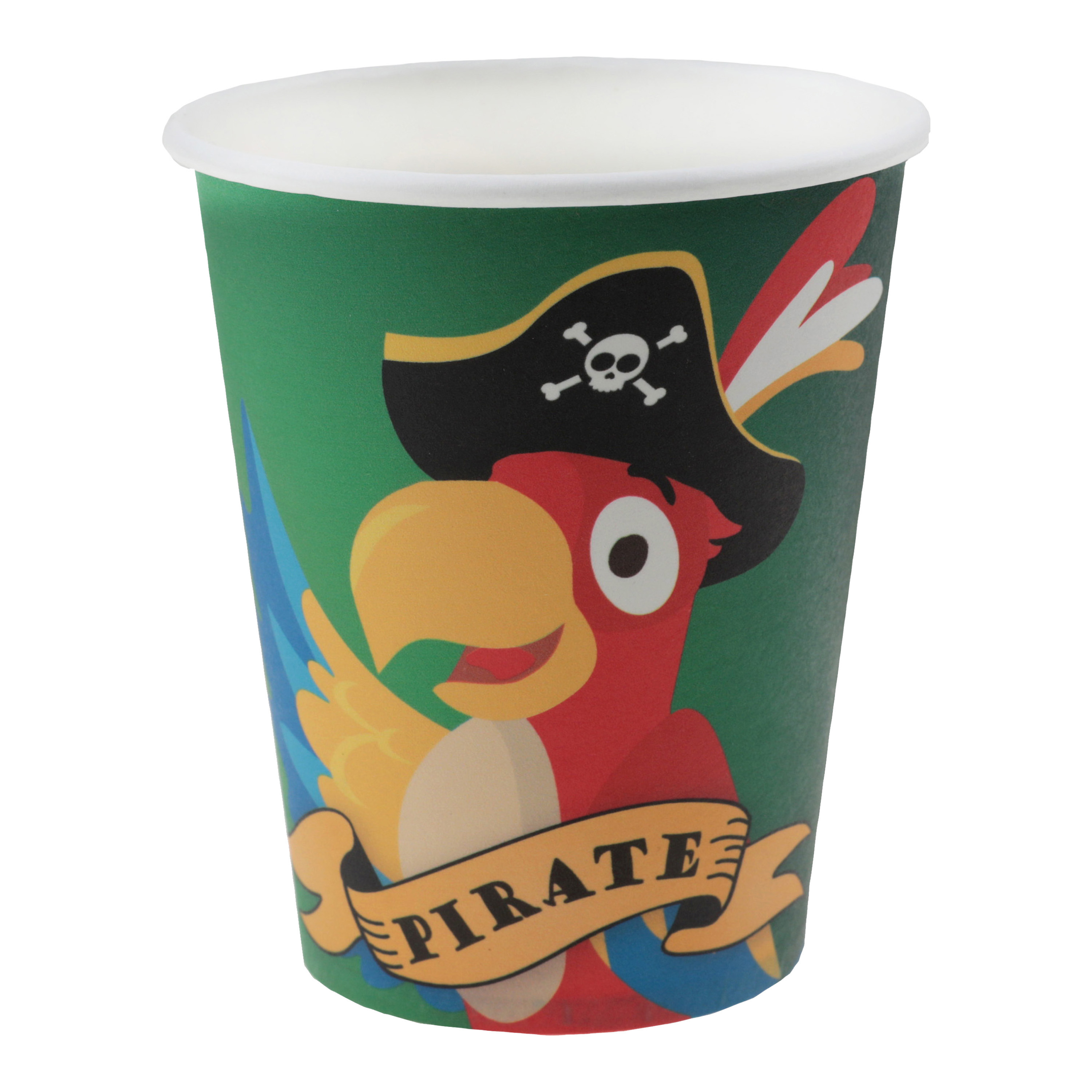 Piraten thema feest wegwerp bekertjes - 10x stuks - 270 ml - karton - piraat themafeest
