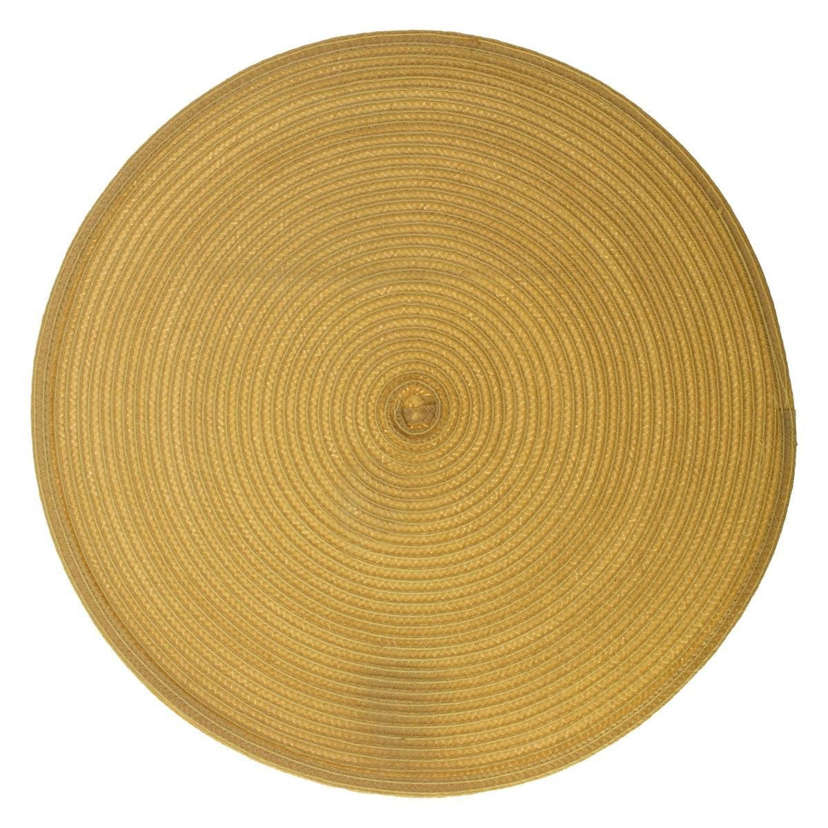 Ronde placemat gevlochten kunststof geel 38 cm