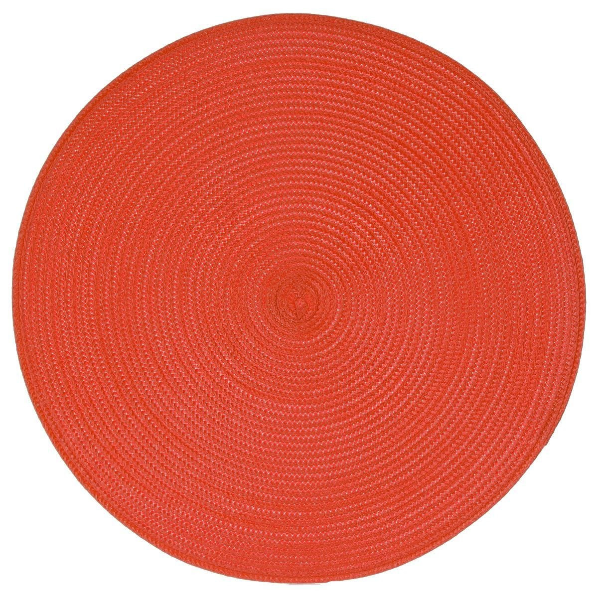 Ronde placemat gevlochten kunststof rood 38 cm
