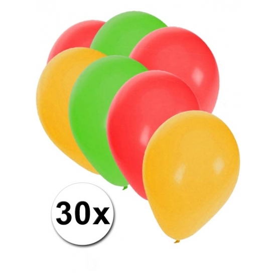 Rood/geel/groene ballonnen 30 stuks