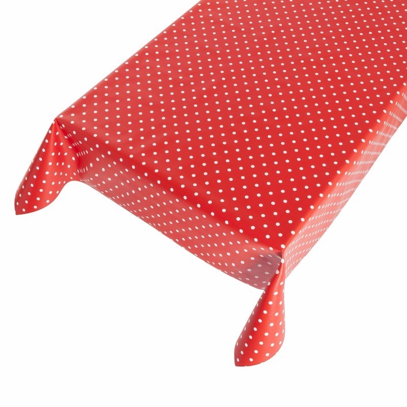 Rood tafellaken voor buiten polkadot 140 x 170 cm PVC/kunststof