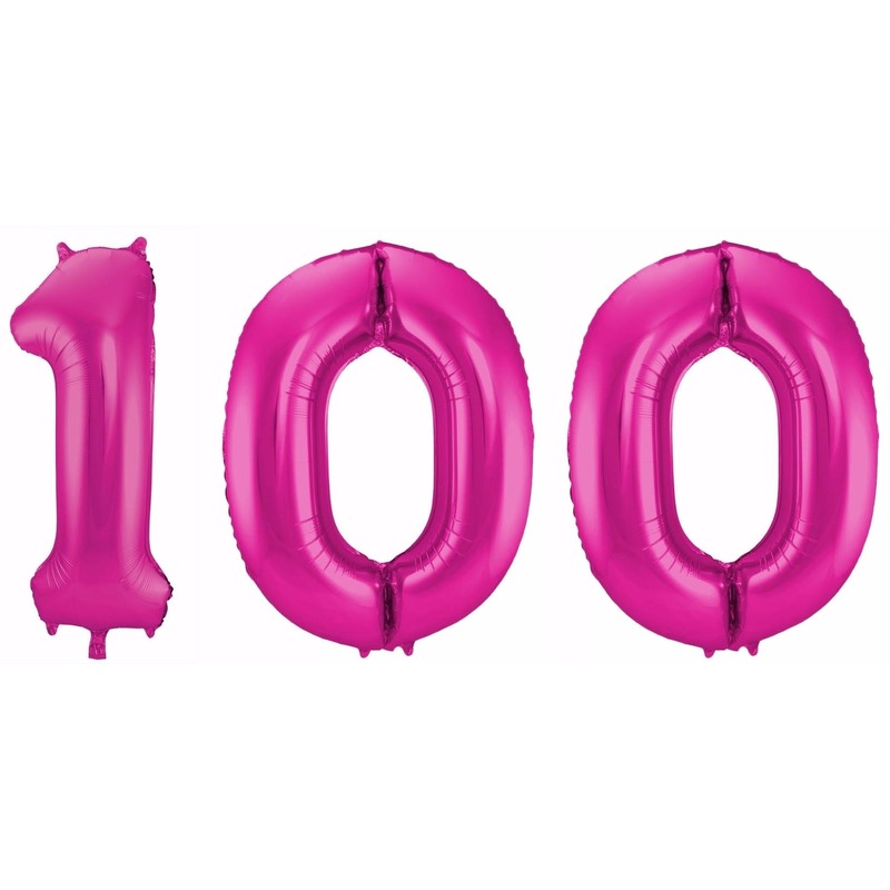 Roze folie ballonnen 100 jaar