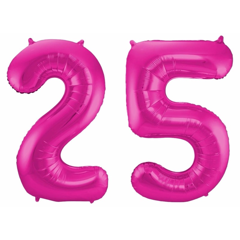 Roze folie ballonnen 25 jaar