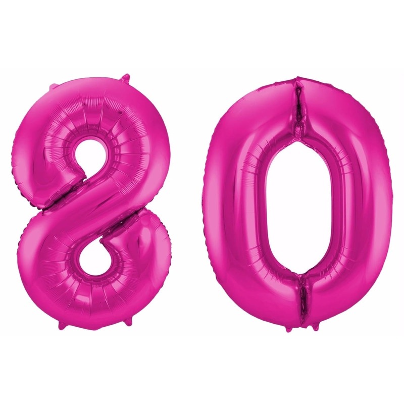 Roze folie ballonnen 80 jaar