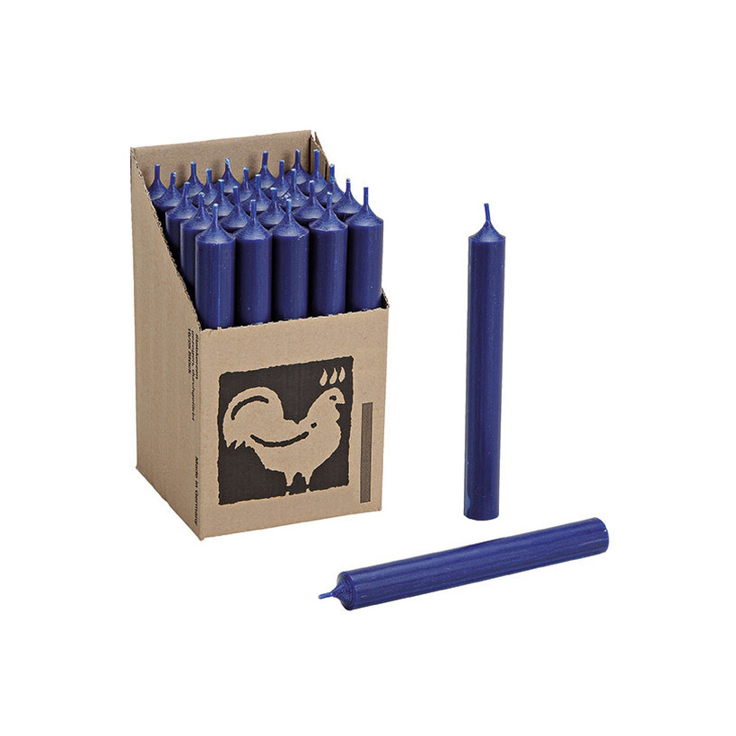 Set van 25x donkerblauwe kaarsen-dinerkaarsen 18 cm 7-8 branduren