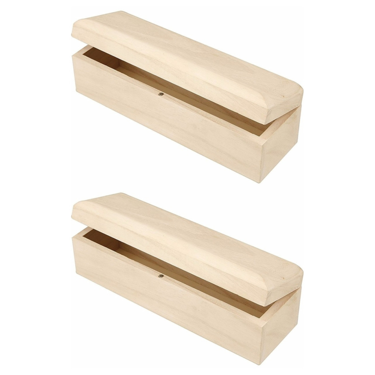 Set van 2x stuks houten blanco potloden kistjes 20 cm