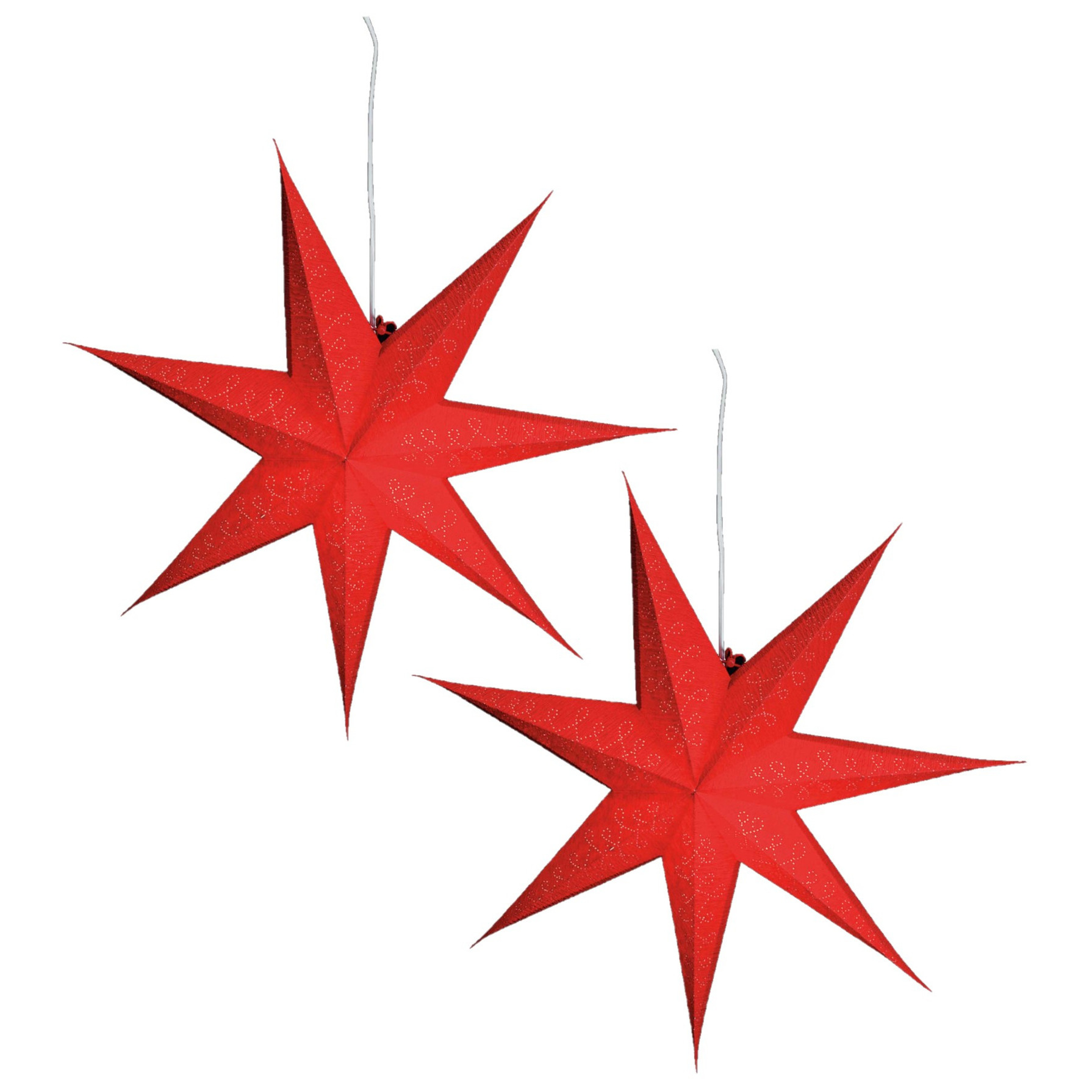 Set van 2x stuks kerstversiering rode papieren decoratie kerststerren 60 cm
