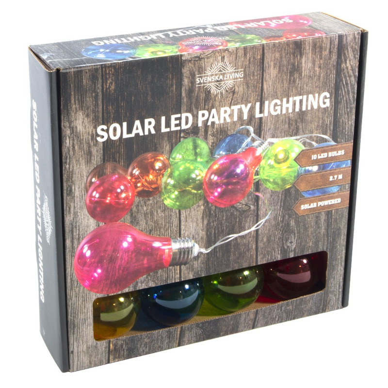 Solar feestverlichting/tuinverlichting met 10 neon gekleurde lampjes