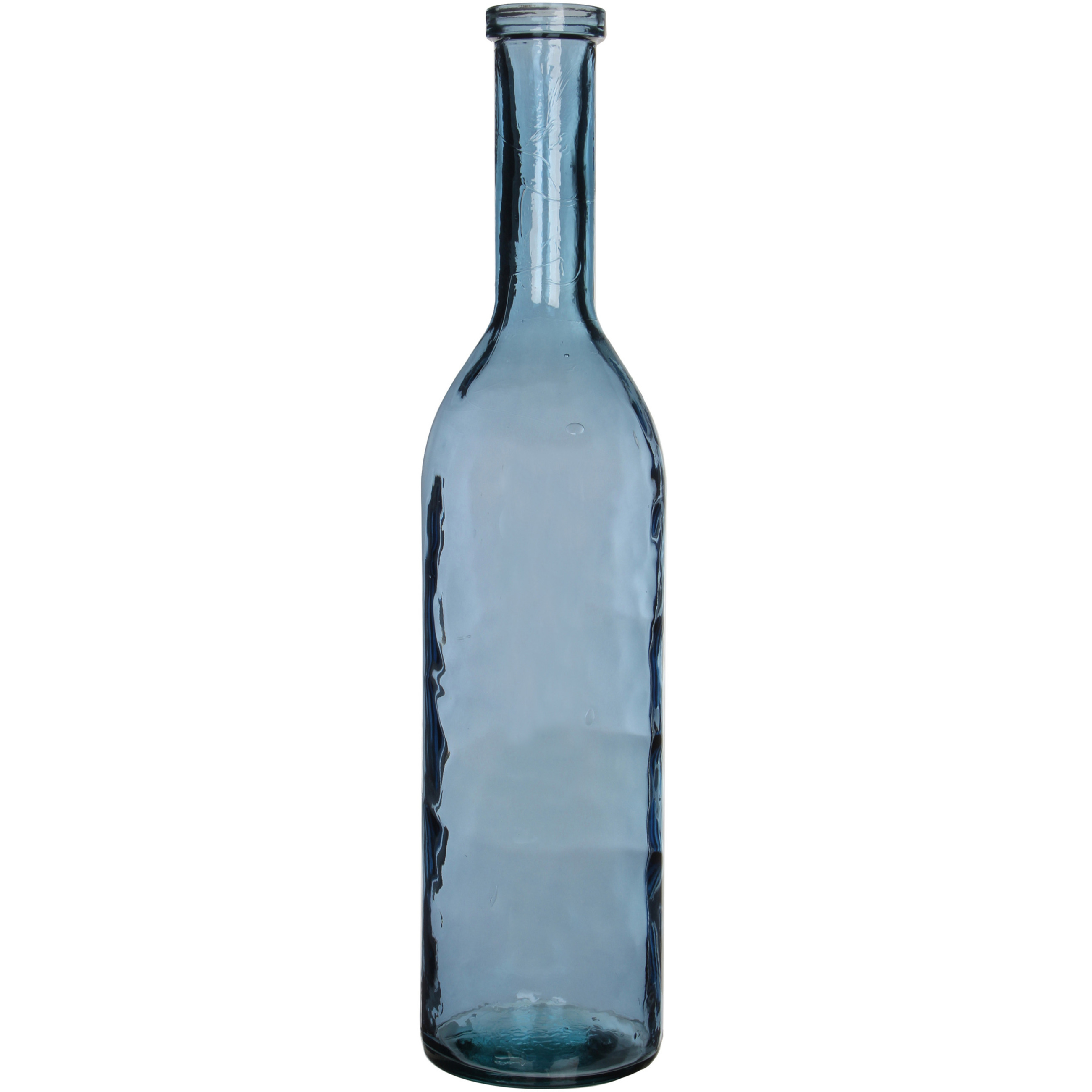 Transparante/blauwe fles vaas/vazen van eco glas 18 x 75 cm