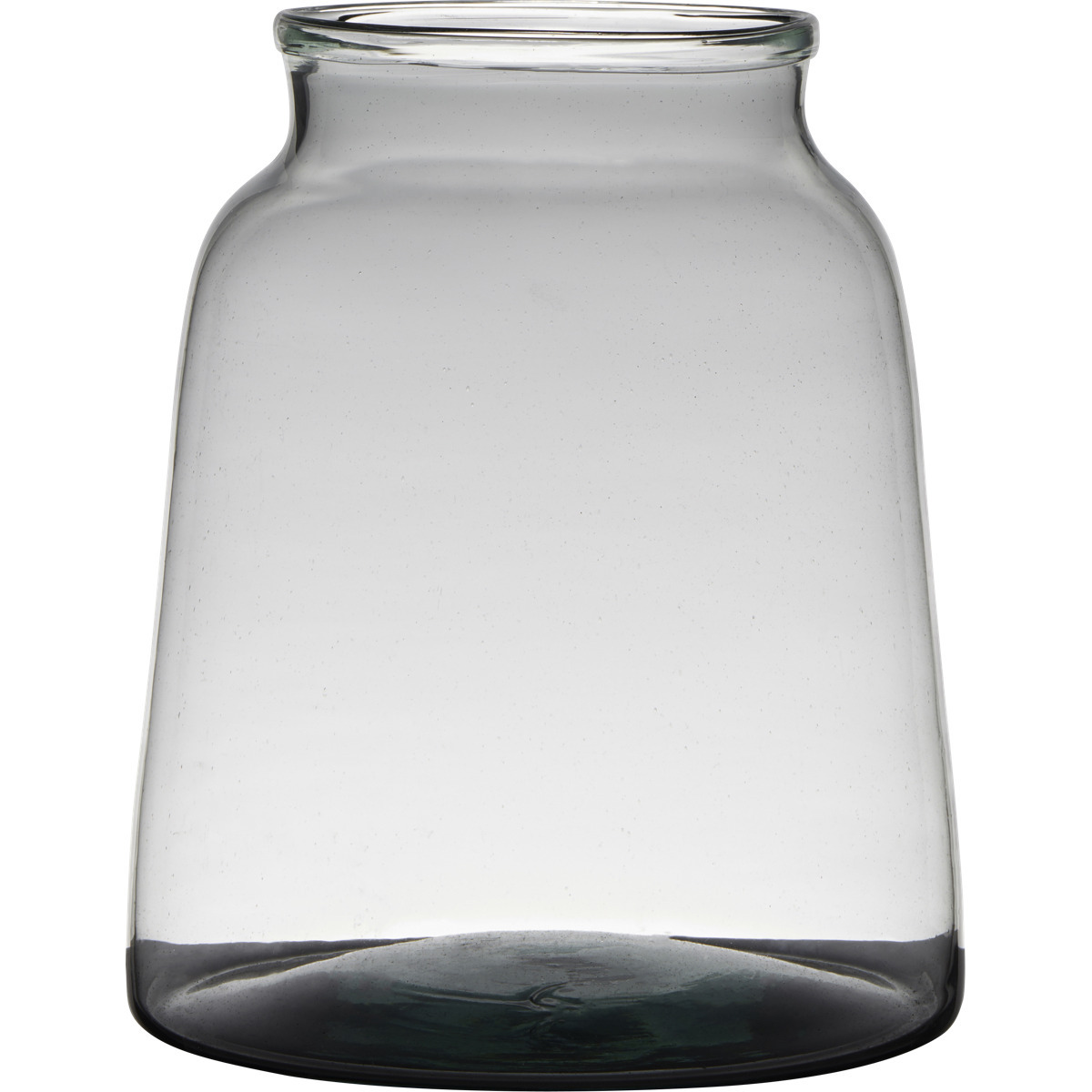 Transparante-grijze stijlvolle vaas-vazen van gerecycled glas 23 x 19 cm