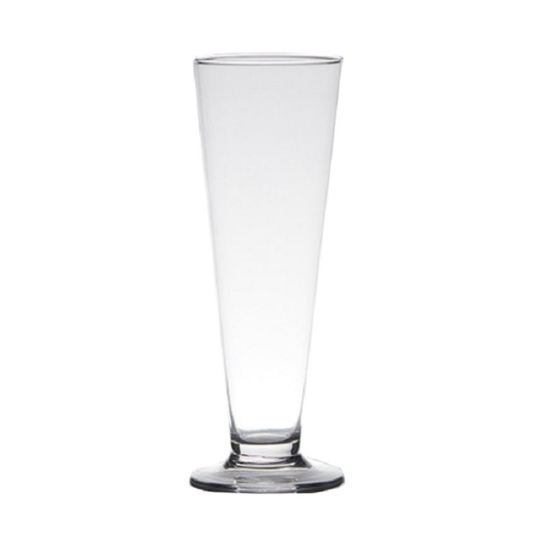 Transparante home-basics conische glazen vaas/vazen op voet 20 x 7 cm