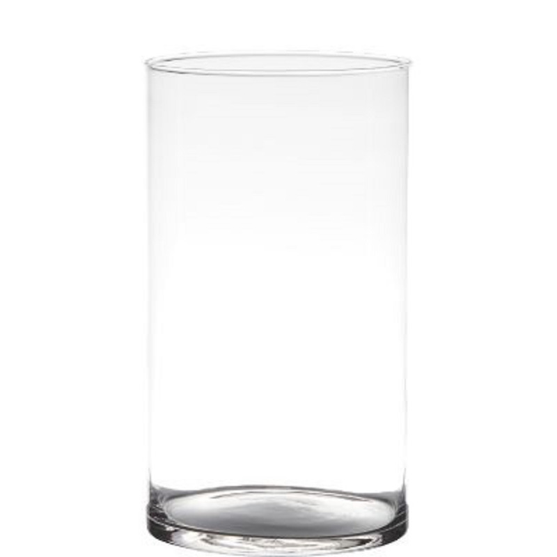 Transparante home-basics cylinder vorm vaas/vazen van glas 29 x 14 cm