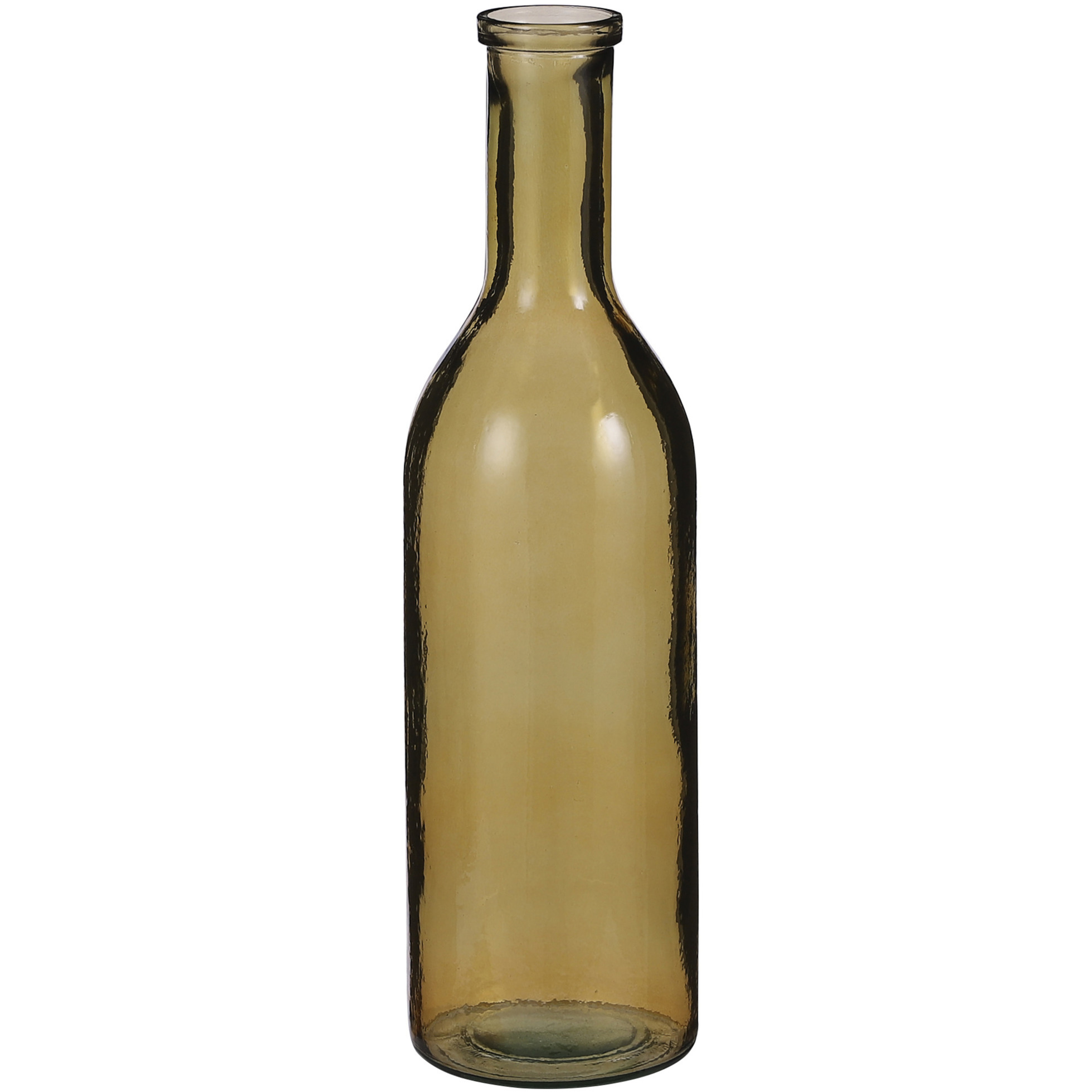 Transparante/okergele fles vaas/vazen van eco glas 15 x 50 cm