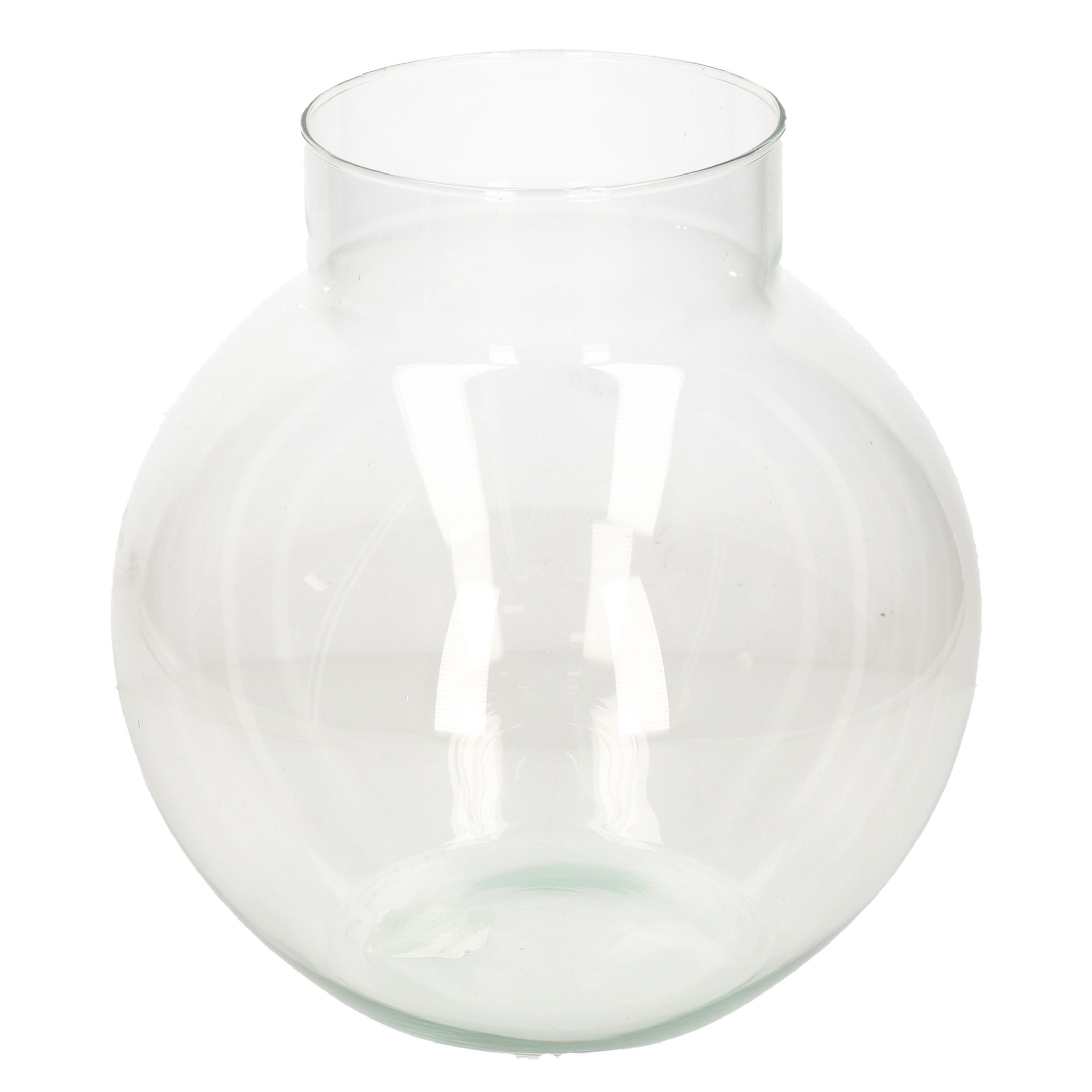 Transparante ronde vaas-vazen van glas 23 x 23 cm
