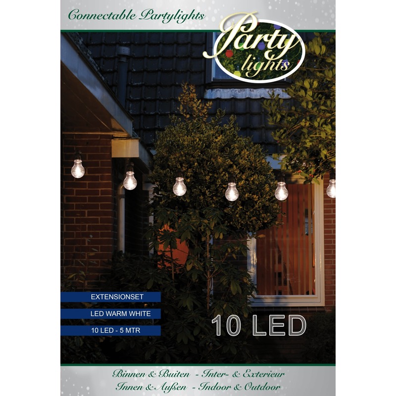 Uitbreidingsset feest tuinverlichting snoer 5 meter warm witte LED verlichting