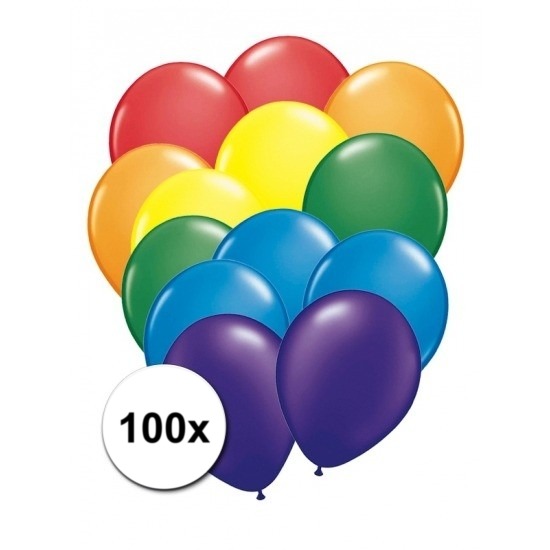 Verjaardag ballonnen regenboog 100 x