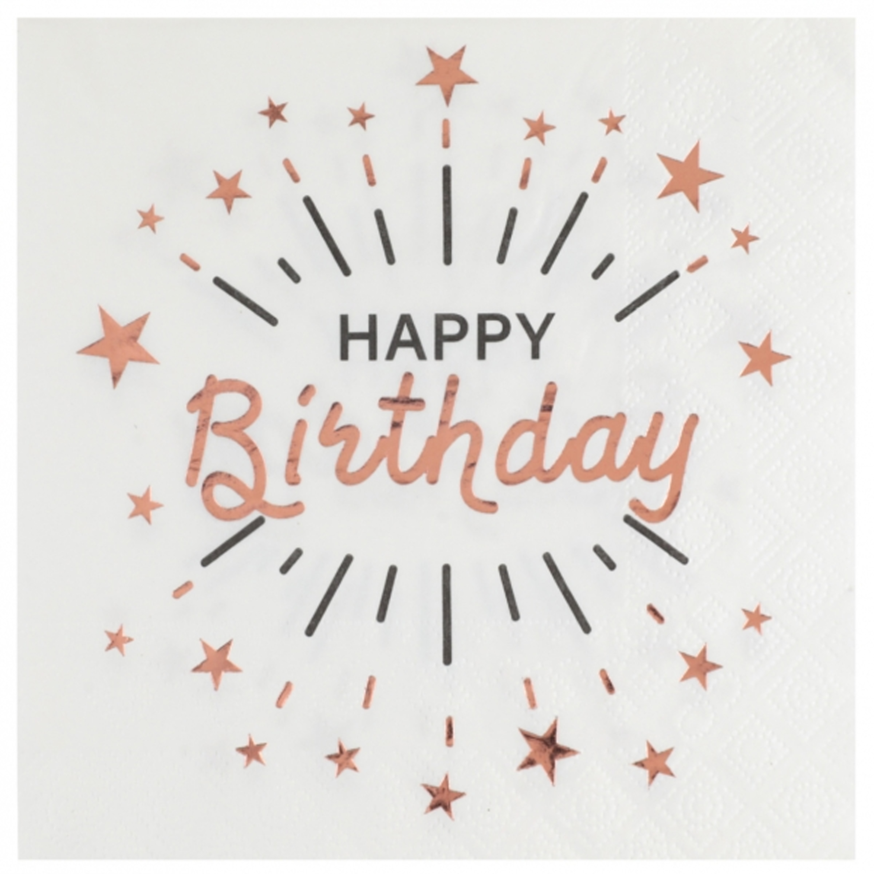 Verjaardag feest servetten happy birthday - 10x - rose goud - 33 x 33 cm