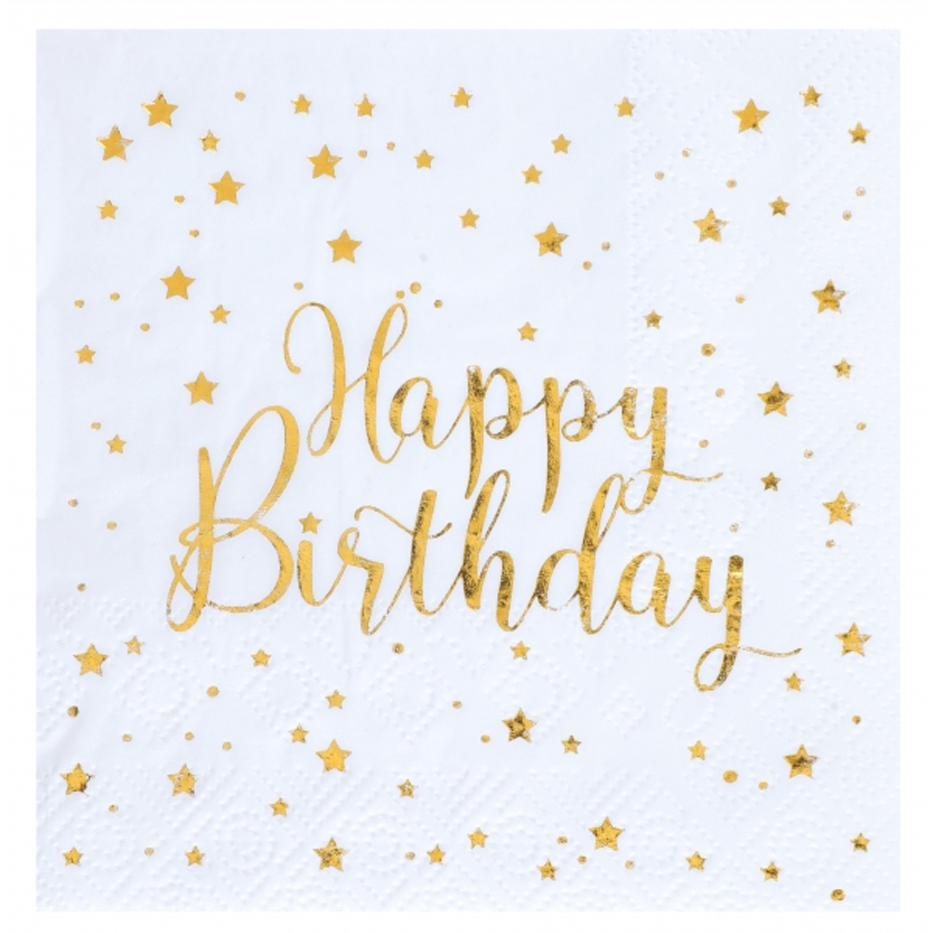 Verjaardag feest servetten happy birthday - 10x - wit - 33 x 33 cm