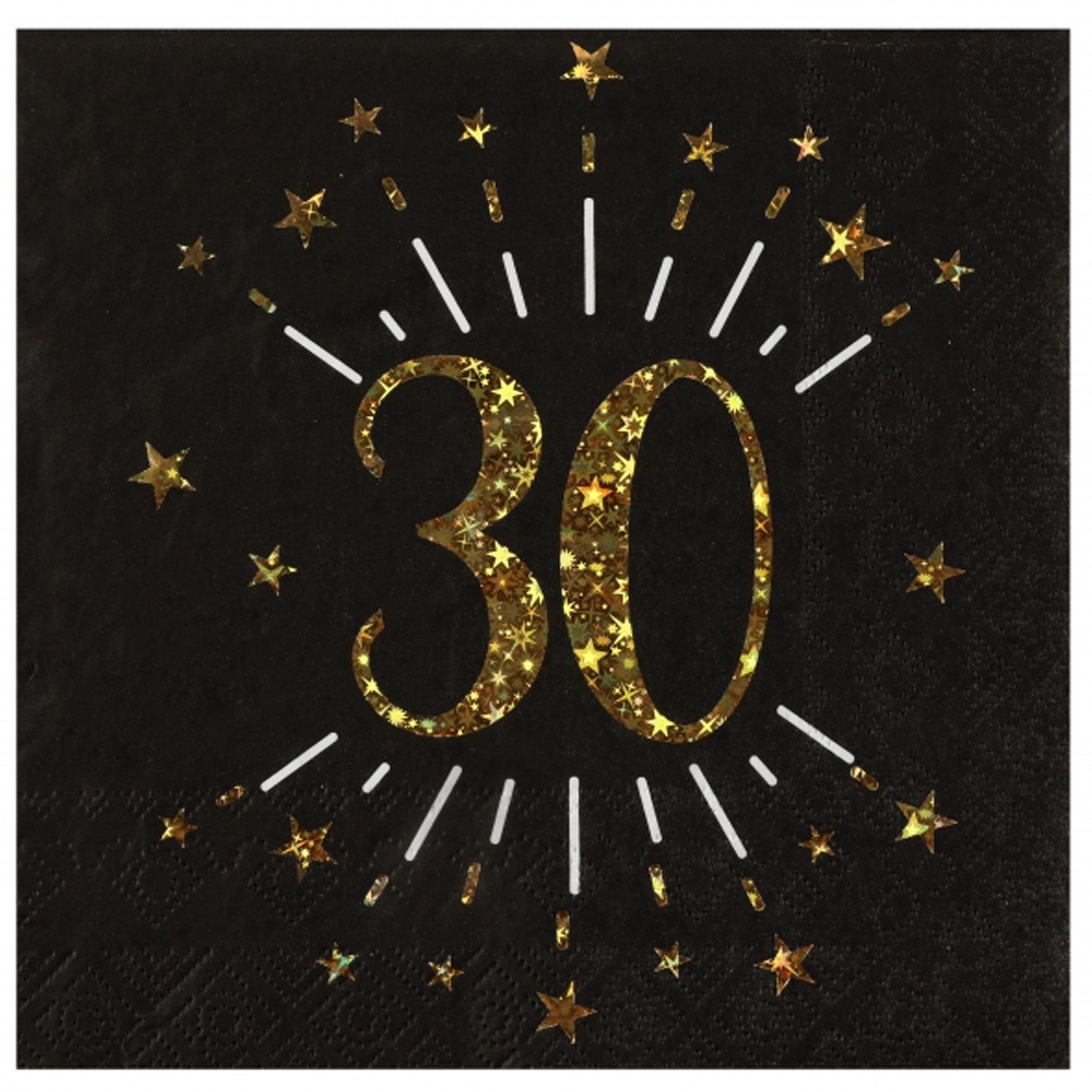 Verjaardag feest servetten leeftijd - 10x - 30 jaar - goud - 33 x 33 cm
