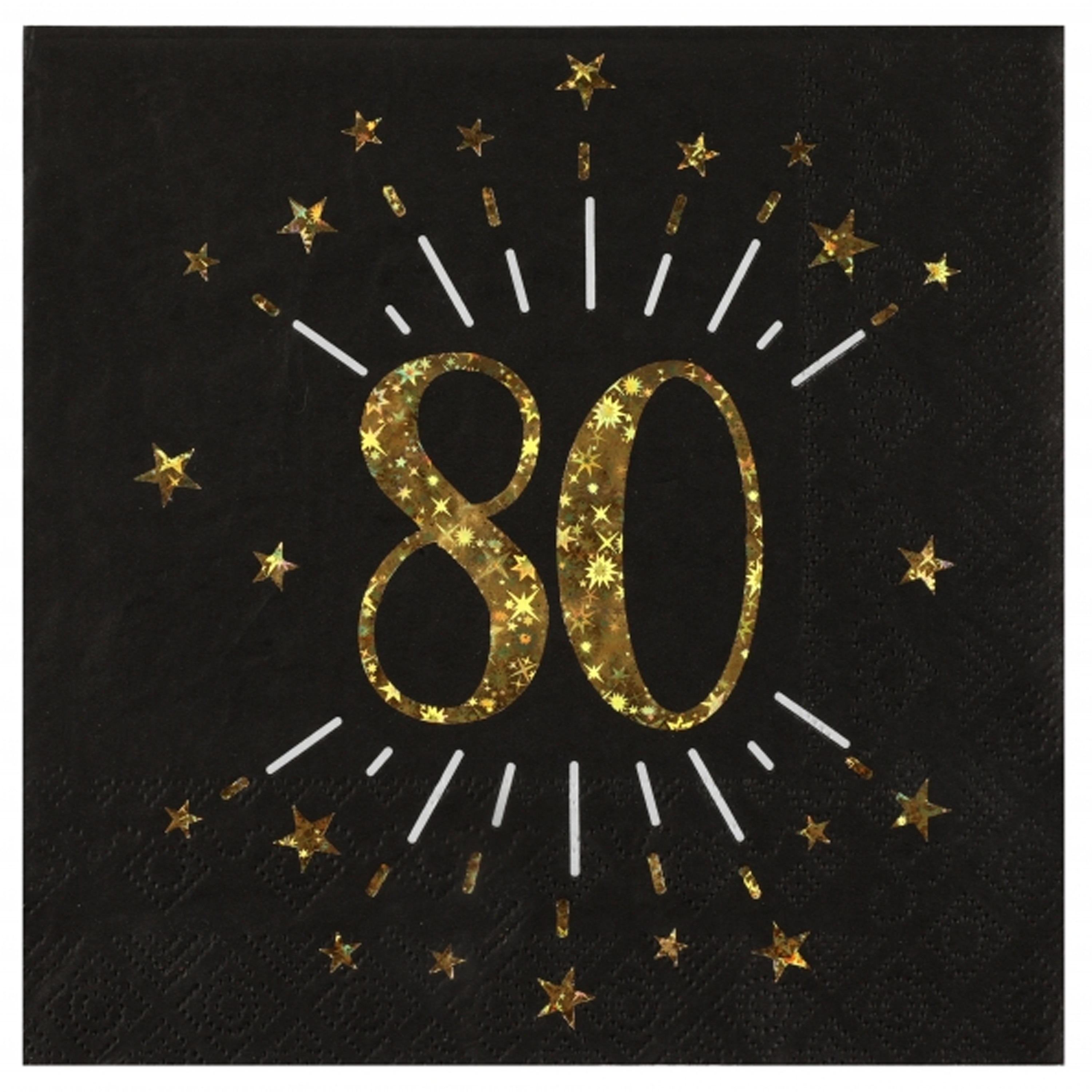 Verjaardag feest servetten leeftijd - 10x - 80 jaar - goud - 33 x 33 cm