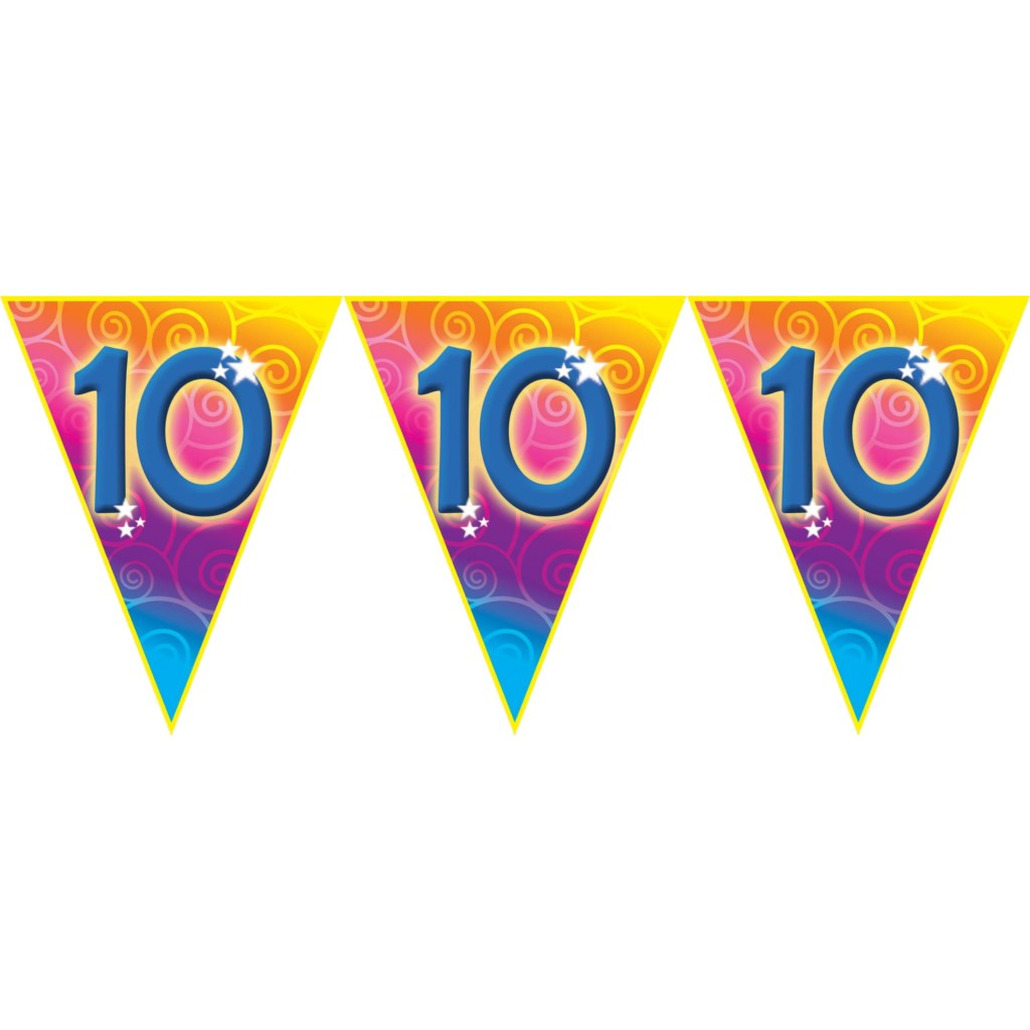 Verjaardag thema 10 jaar geworden feest vlaggenlijn van 5 meter