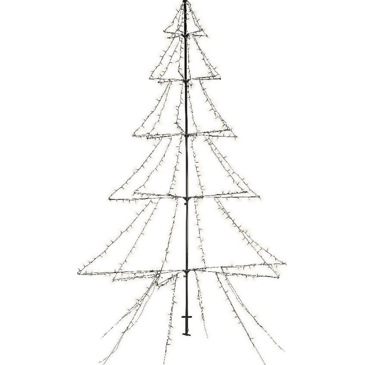 Verlichte figuren zwarte lichtboom/metalen boom/kerstboom met 420 led lichtjes 200 cm