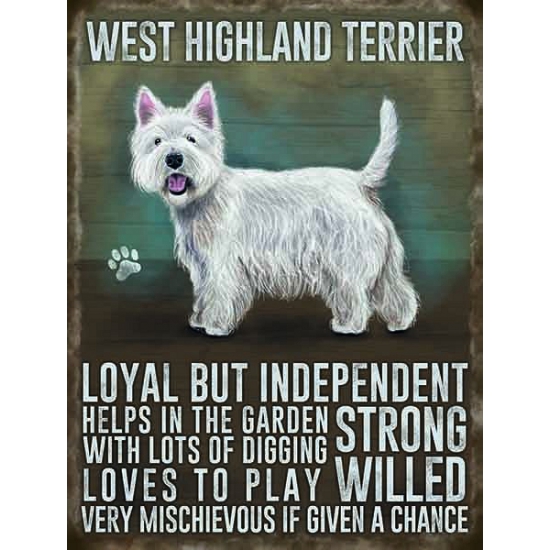 Wand bord West Higland terrier 30 x 40 cm