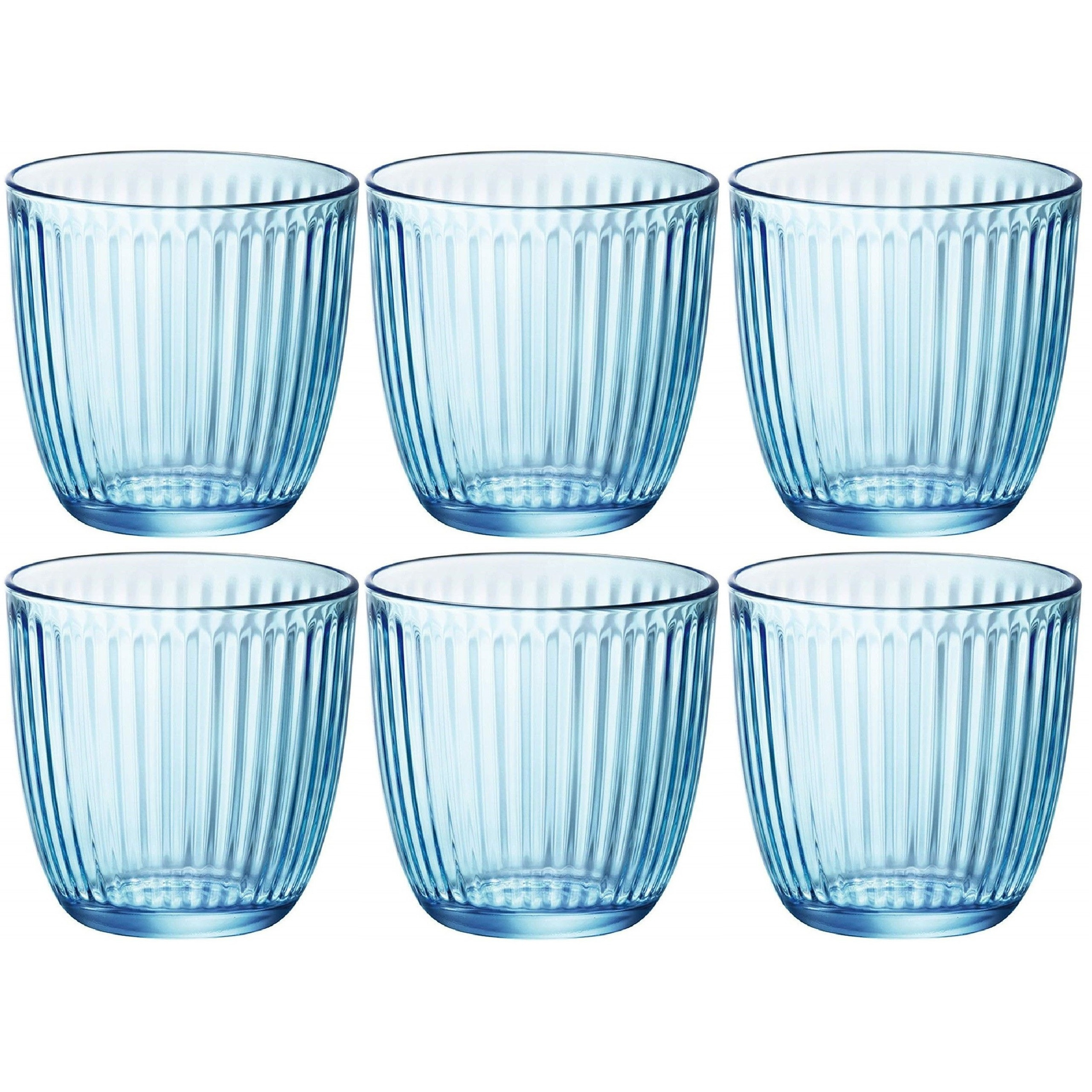 Waterglazen/drinkglazen - 6x - blauw - tumbler glas - 290 ml