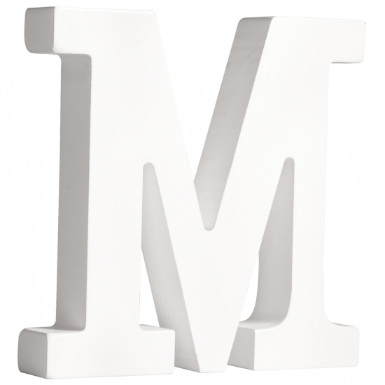 Witte houten letter M