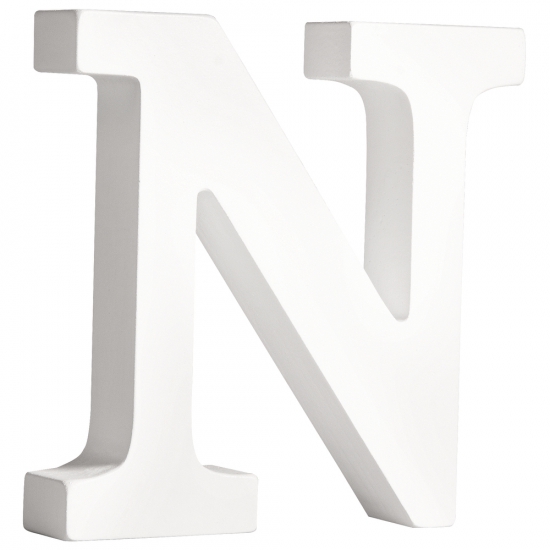 Witte houten letter N