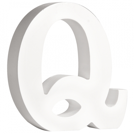 Witte houten letter Q