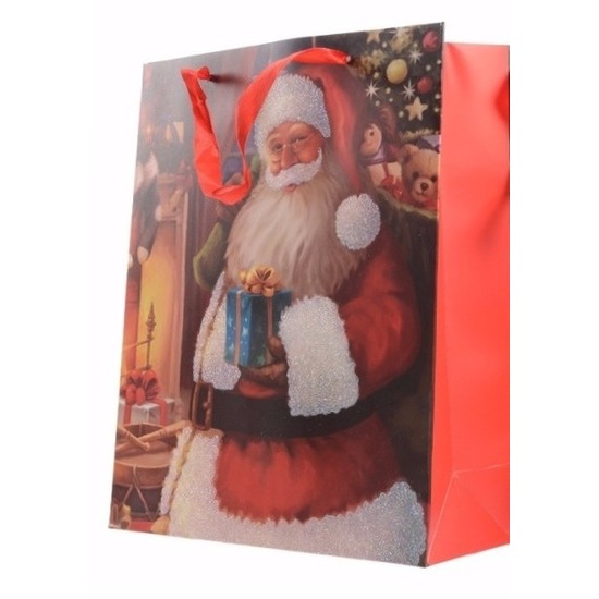 XL cadeautjes kerst tas met kerstman opdruk 72 cm type 2