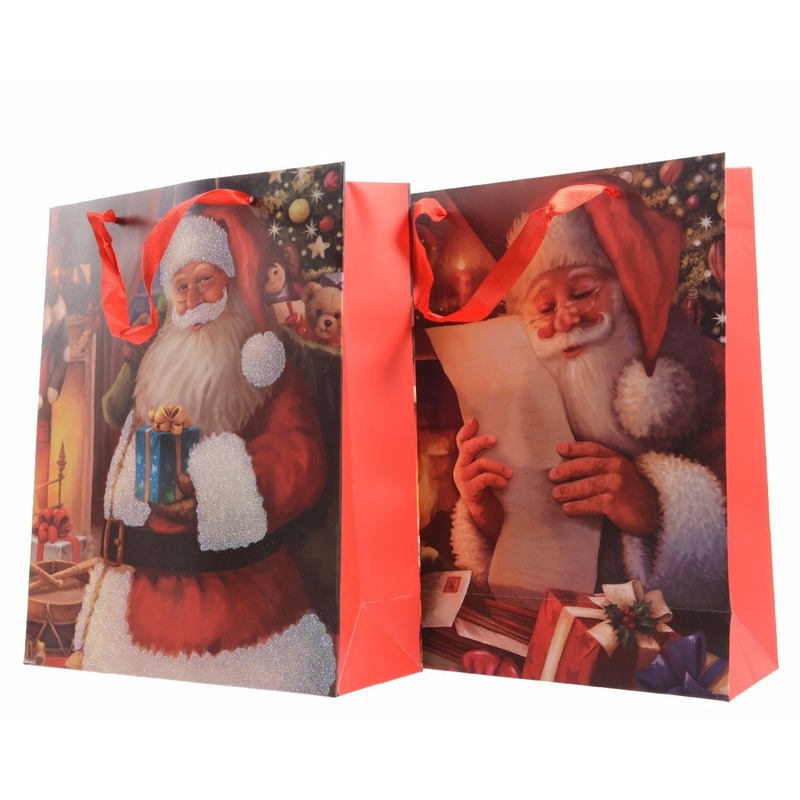 XXL cadeautjes kerst tas met kerstman opdruk 72 cm type 1